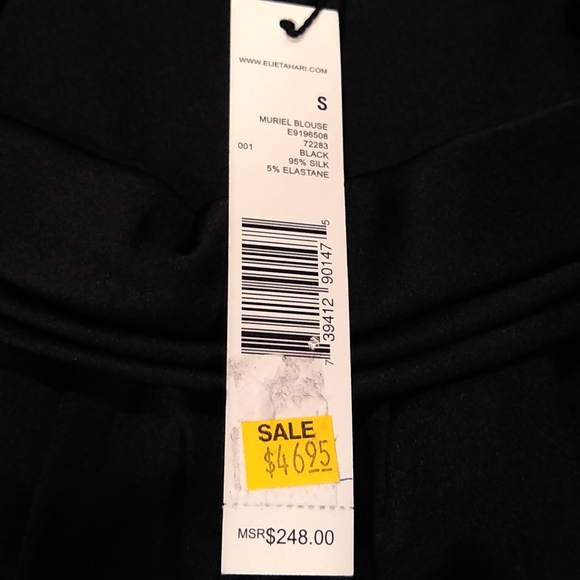Elie Tahari black silk fancy top, small, nwt - Picture 10 of 17